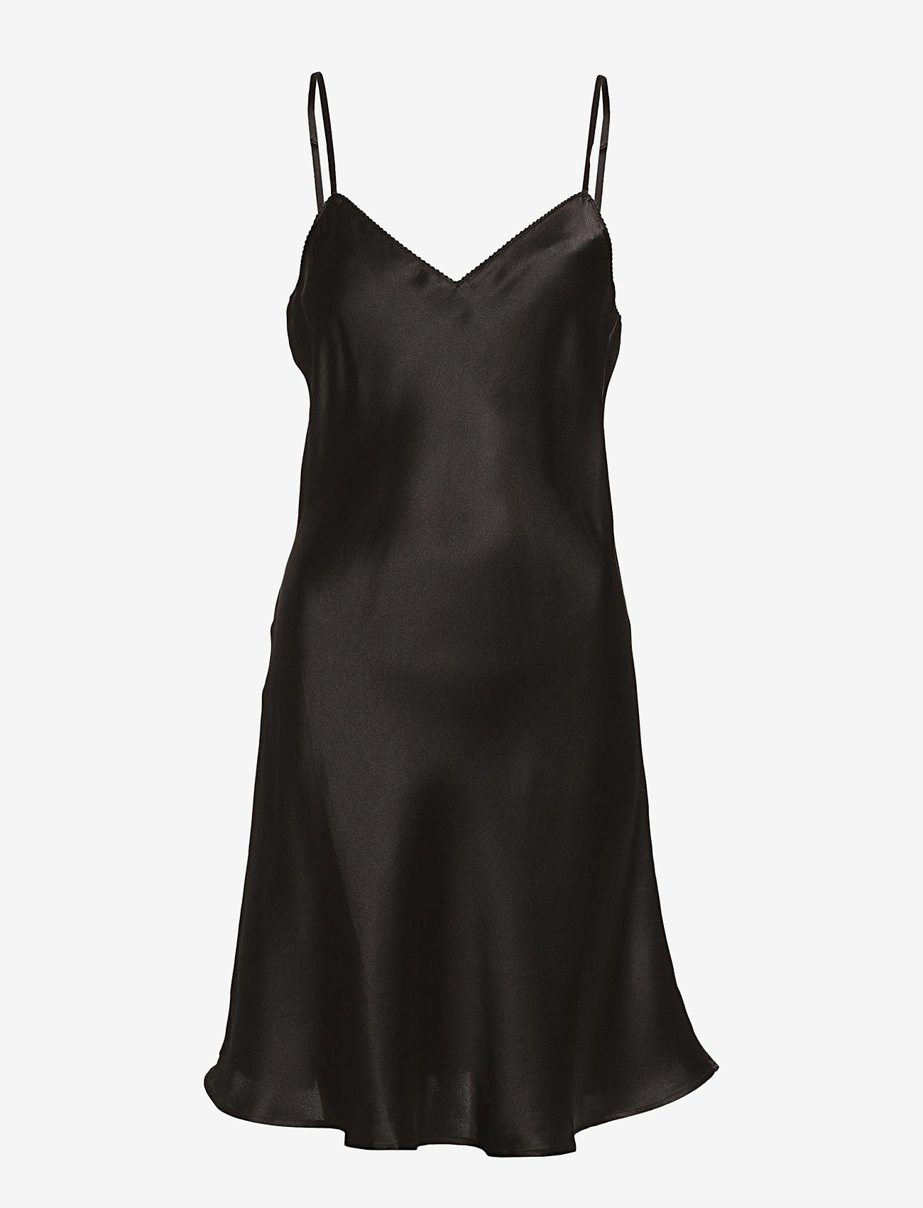 Lady Avenue Pure Silk - Slip w.cording - Nachthemden - BLACK / black