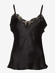 Lady Avenue - Pure Silk - Camisole w.lace - overdele - black - 0