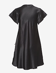 Lady Avenue - Pure Silk - Nightgown w.lace, short - nattkjoler - black - 2