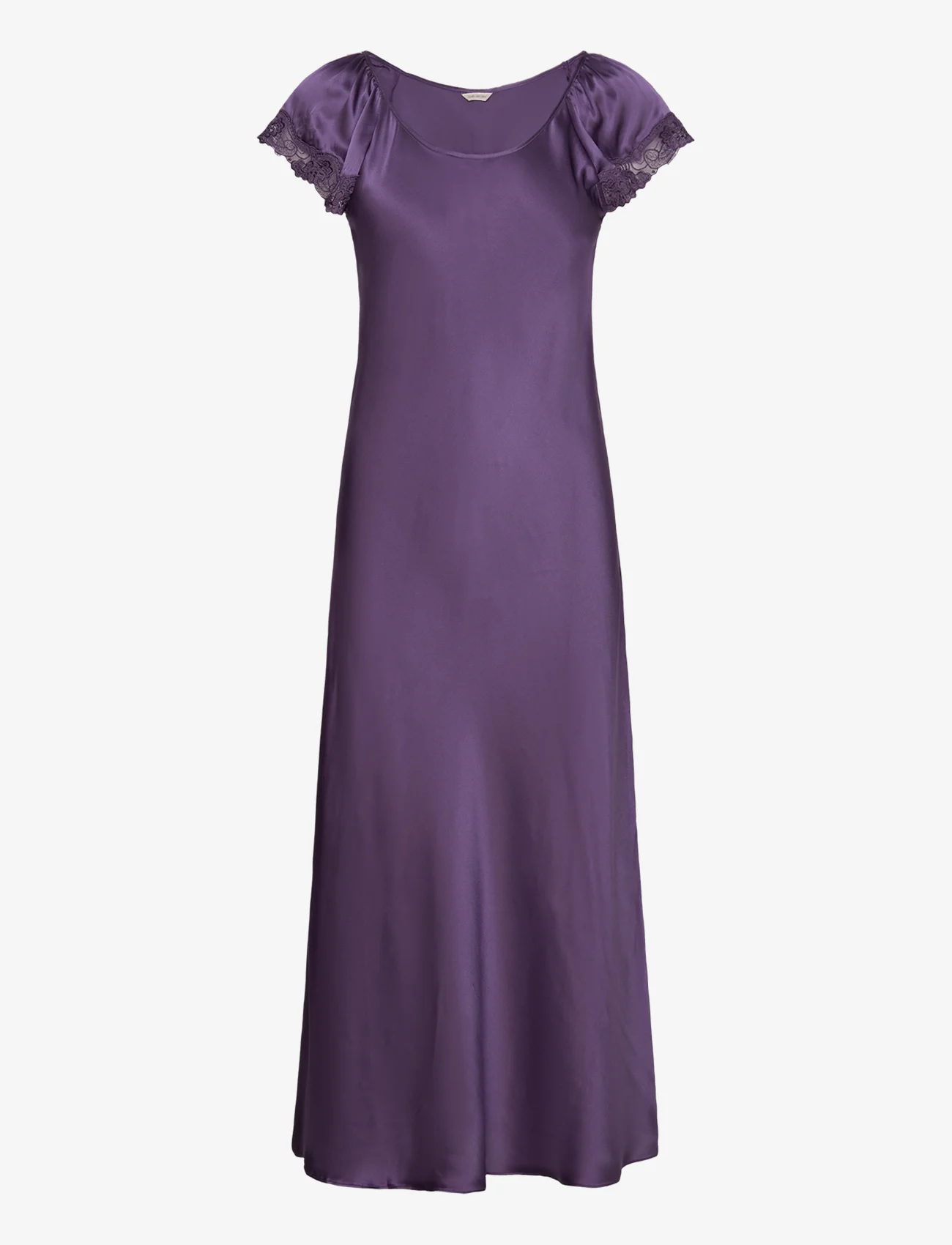 Lady Avenue - Pure Silk - Long nightdress w/short - dzimšanas dienas dāvanas - purple - 0