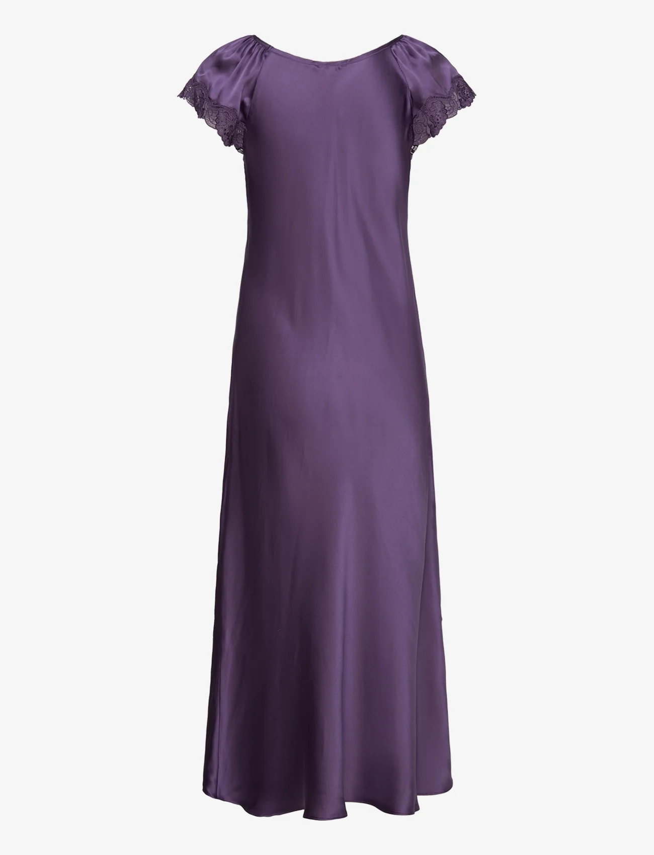 Lady Avenue - Pure Silk - Long nightdress w/short - verjaardagscadeaus - purple - 1