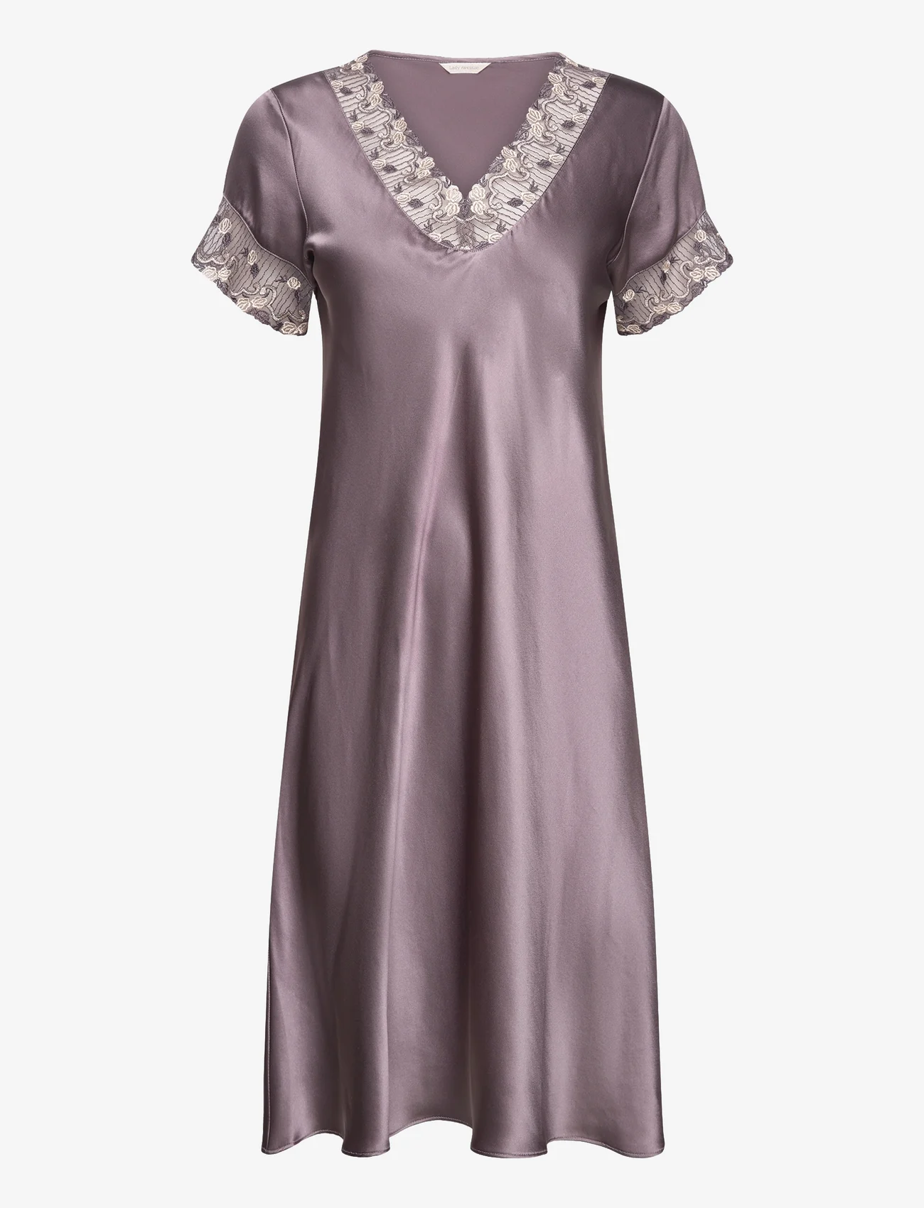 Lady Avenue - Pure Silk - Nightdress w/short slee - gimtadienio dovanos - graphite - 0