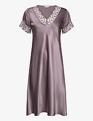 Lady Avenue - Pure Silk - Nightdress w/short slee - plus size - graphite - 0
