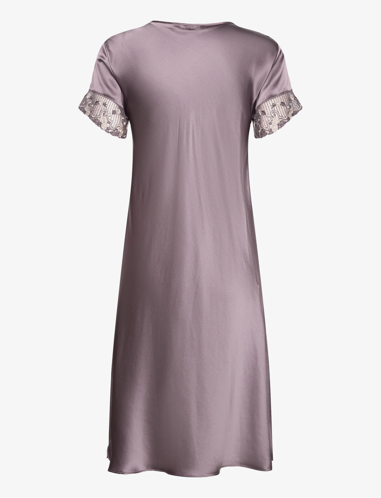 Lady Avenue - Pure Silk - Nightdress w/short slee - gimtadienio dovanos - graphite - 1