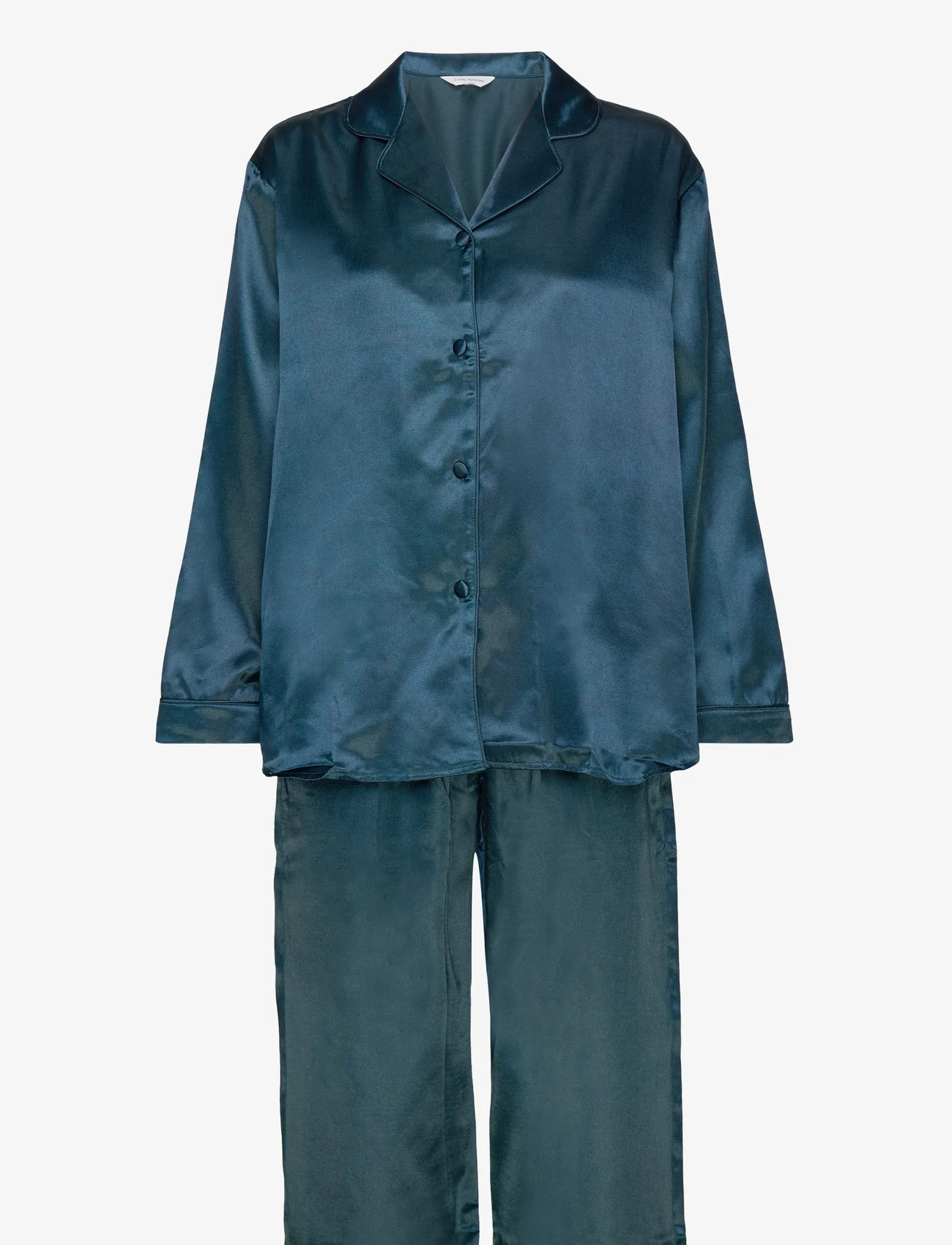 Lady Avenue - Satin Long Sleeve Pyjamas - gifts below 15000kr - dark petrol - 0