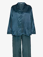 Lady Avenue - Satin Long Sleeve Pyjamas - gifts below 15000kr - dark petrol - 0