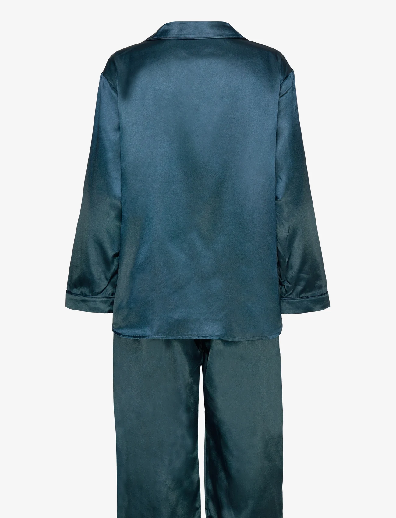 Lady Avenue - Satin Long Sleeve Pyjamas - gifts below 15000kr - dark petrol - 1