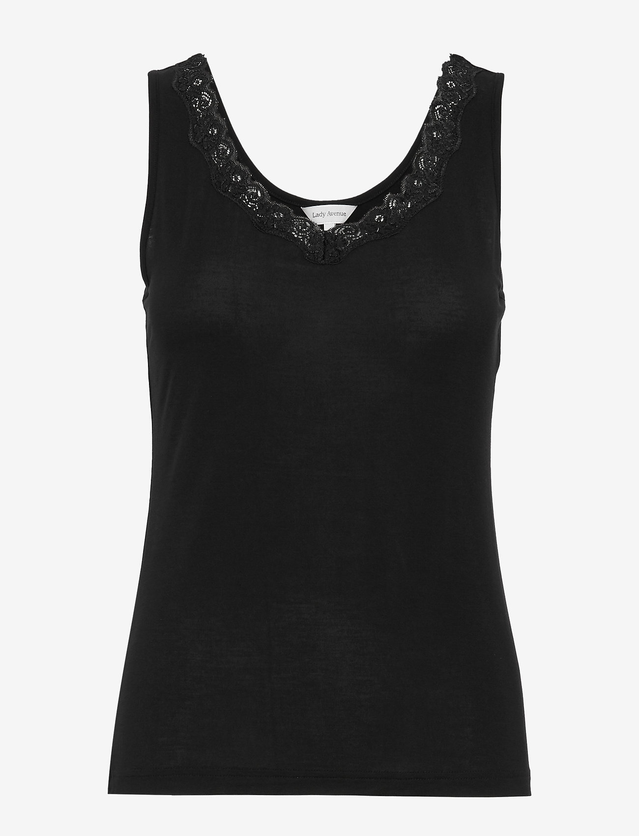 Lady Avenue - Bamboo - Tank top with lace - pysjoverdeler - black - 1