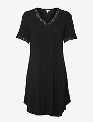 Lady Avenue - Bamboo short sleeve nightdress with - laveste priser - black - 0