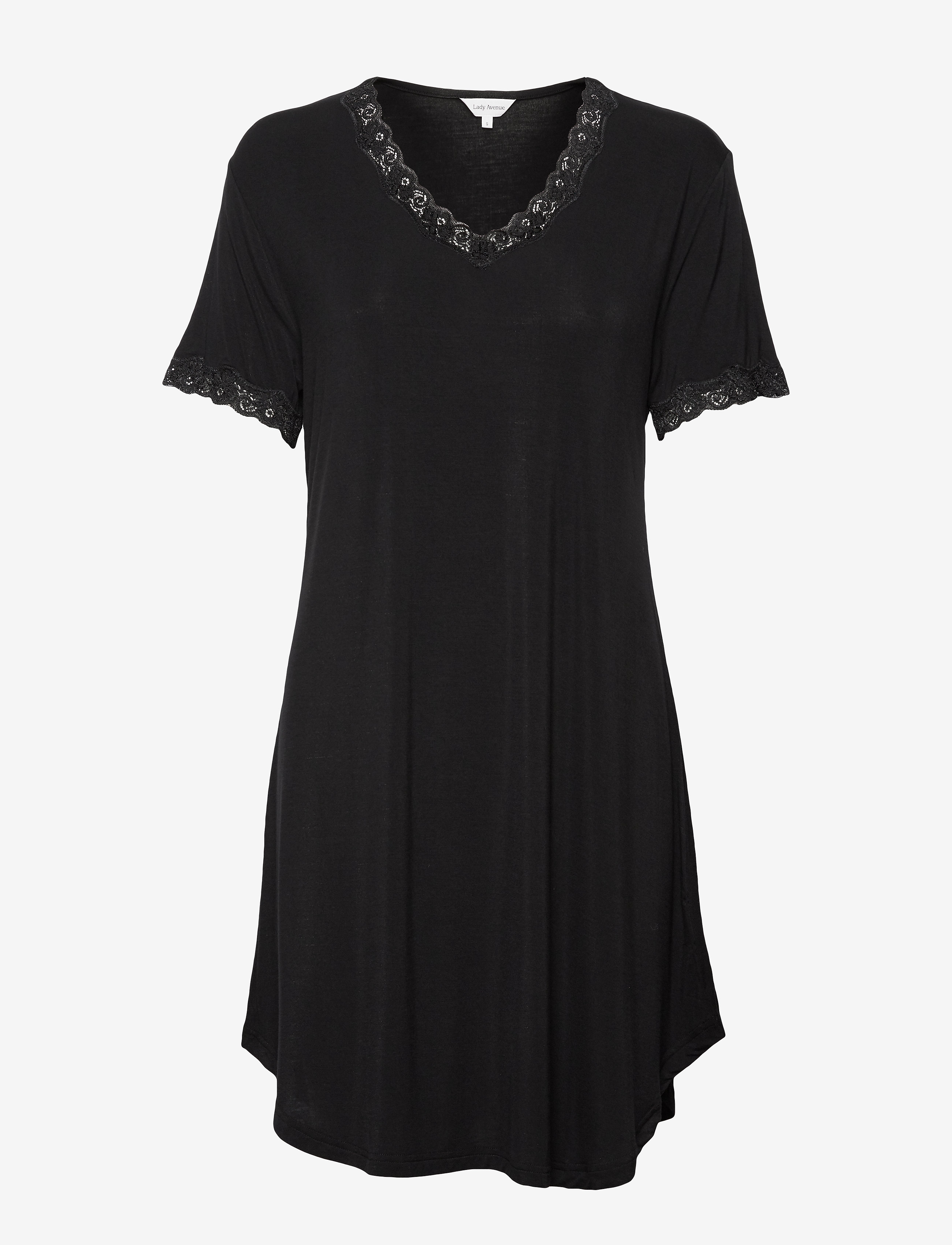 Bamboo short sleeve nightdress with - BLACK