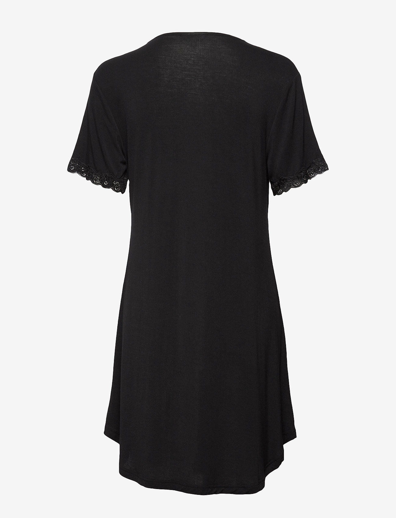 Lady Avenue - Bamboo short sleeve nightdress with - plus size - black - 1