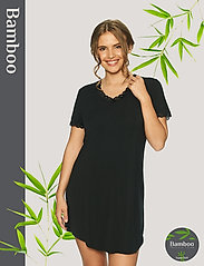 Lady Avenue - Bamboo short sleeve nightdress with - birthday gifts - black - 2