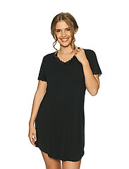 Lady Avenue - Bamboo short sleeve nightdress with - plus size - black - 3