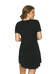 Lady Avenue - Bamboo short sleeve nightdress with - nightdresses - black - 4