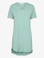Bamboo short sleeve nightdress with - PALE GREEN