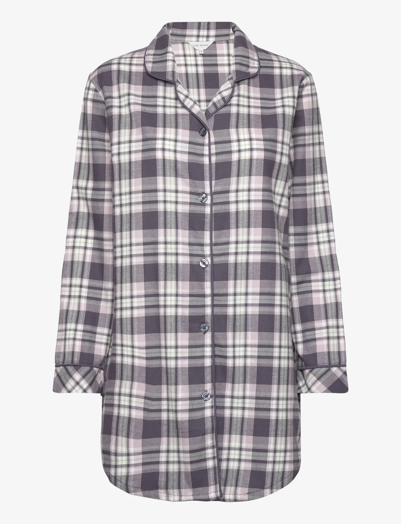 Lady Avenue - Cotton Flannel Nightshirt - laveste priser - graphite checks - 0
