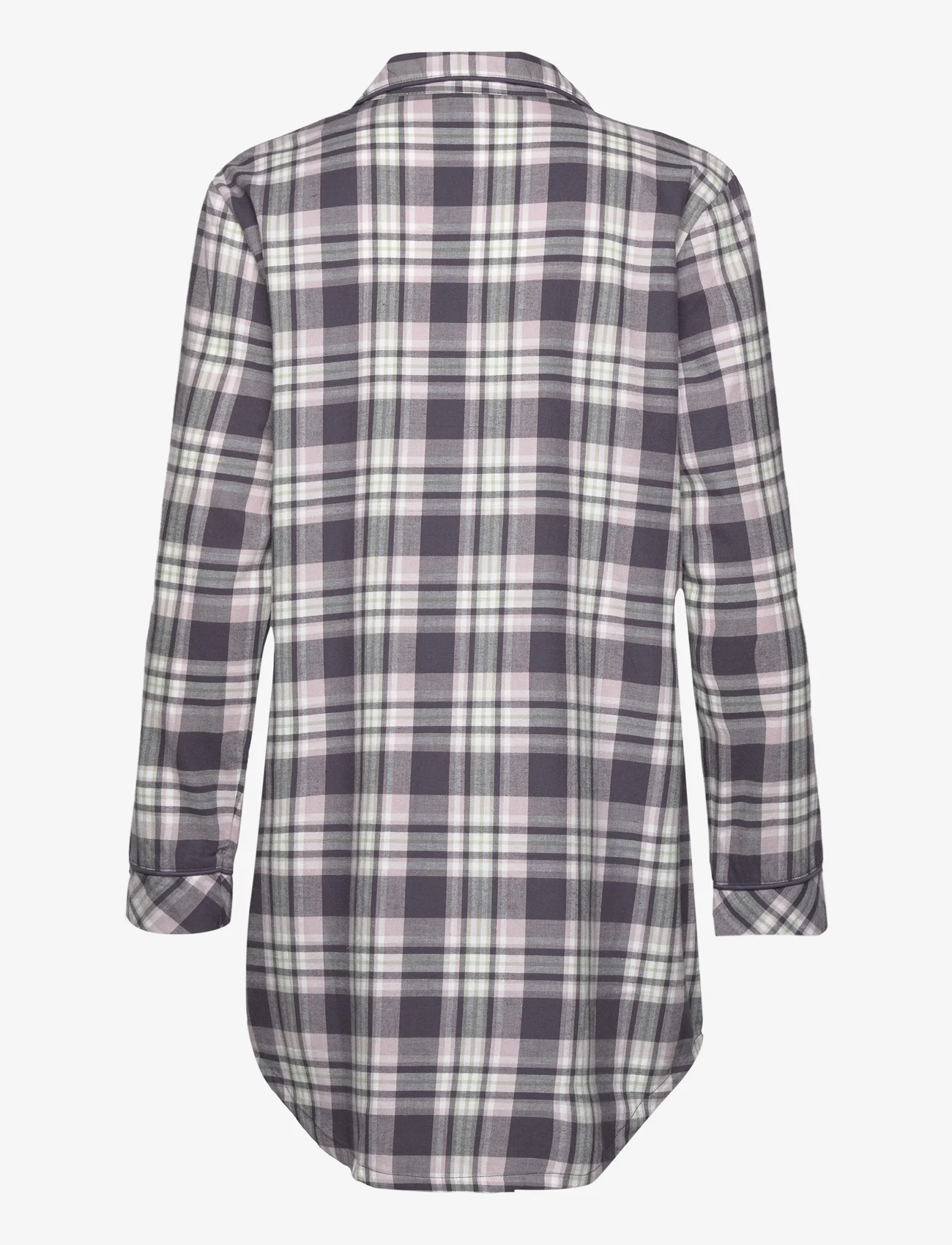 Lady Avenue - Cotton Flannel Nightshirt - plus size & curvy - graphite checks - 1