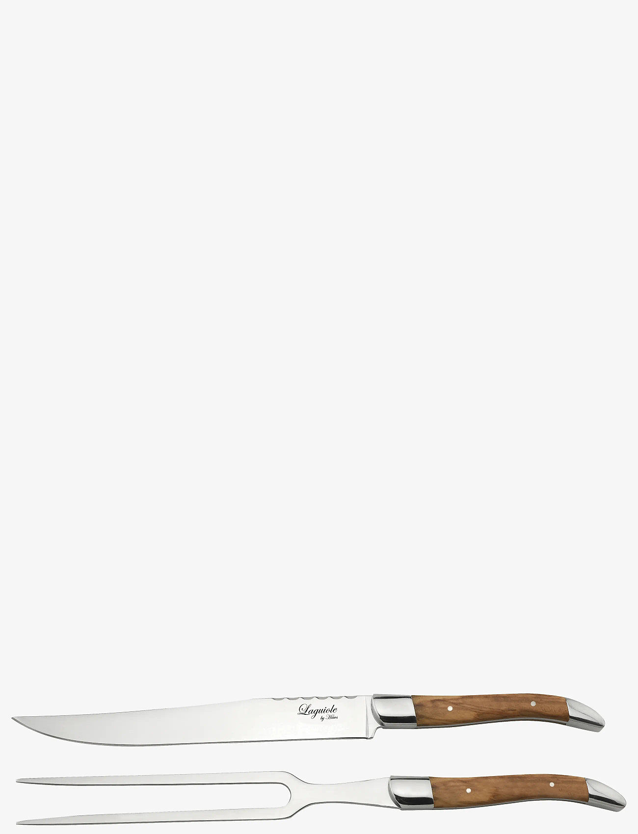 Laguiole By Hâws - Laguiole By Hâws Carving Knife And Fork Set 2 Pcs Olive - udskæringsknive - brown - 0