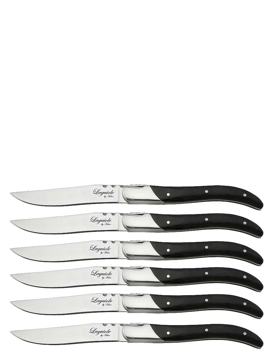 Laguiole By Hâws - Laguiole By Hâws Steak Knife Set 6 Pcs Black Wood - grill- & steakbesteck - black - 1