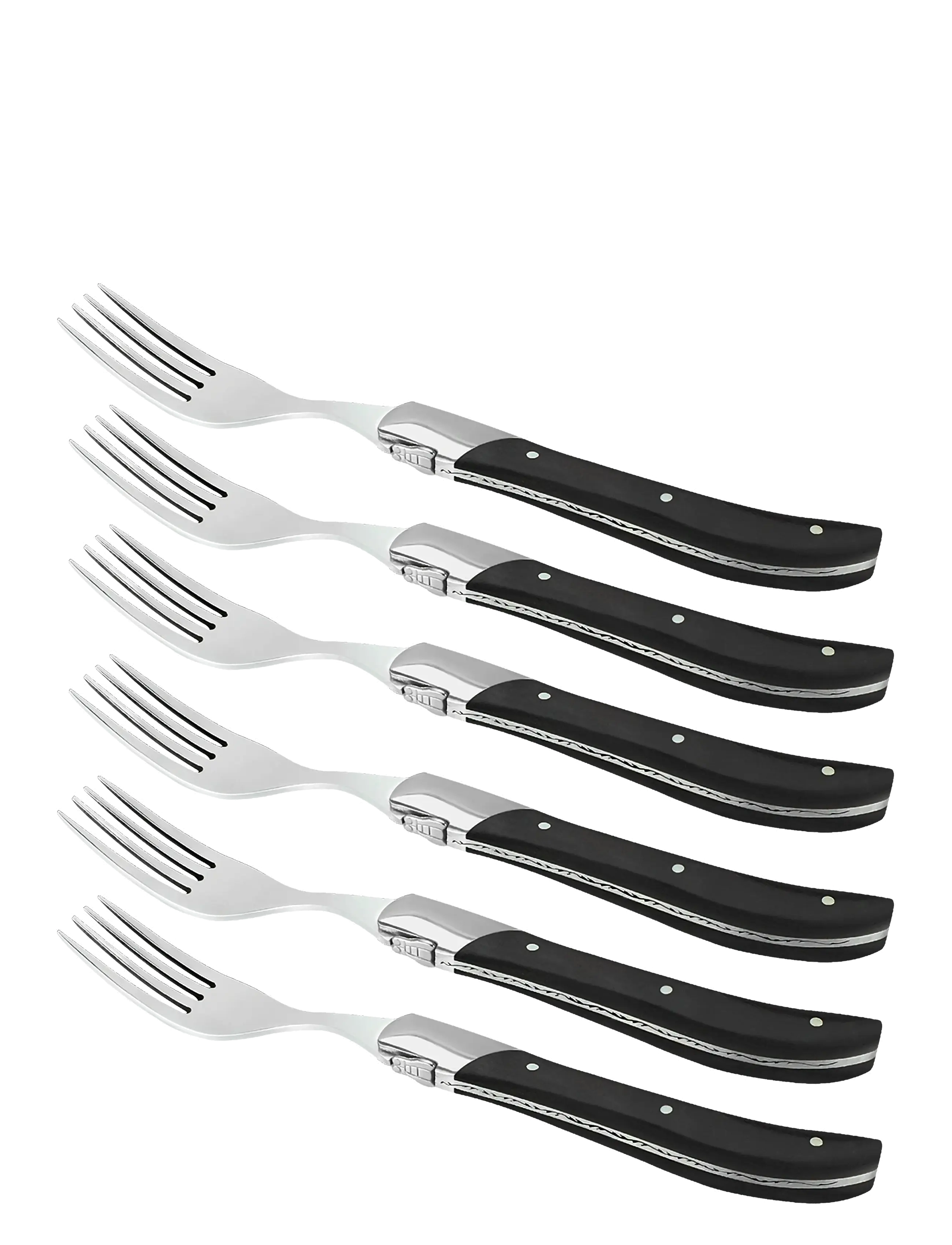 Laguiole By Hâws Steak Fork Set 6 Pcs Black Wood, One Size, Cutlery, Schwarz - Homeware