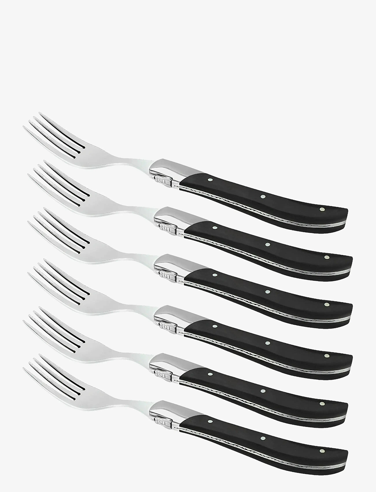 Laguiole By Hâws - Laguiole By Hâws Steak Fork Set 6 Pcs Black Wood - gabeln - black - 0