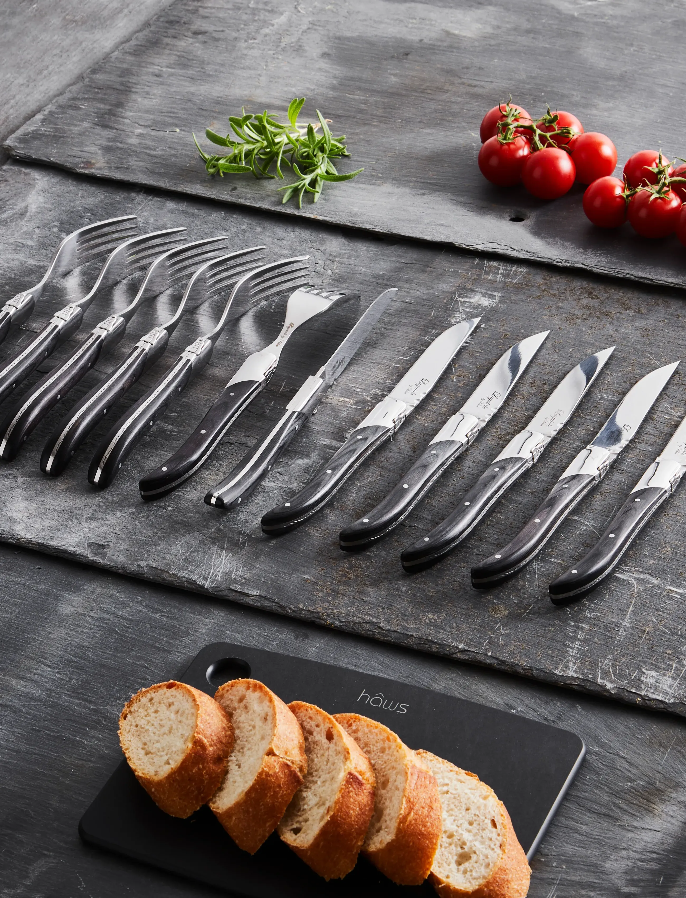 Laguiole By Hâws - Laguiole By Hâws Steak Fork Set 6 Pcs Black Wood - gafler - black - 3