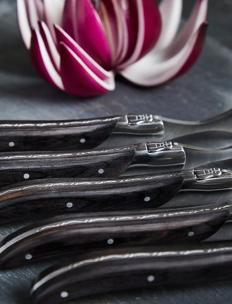 Laguiole By Hâws - Laguiole By Hâws Steak Fork Set 6 Pcs Black Wood - kahvlid - black - 3