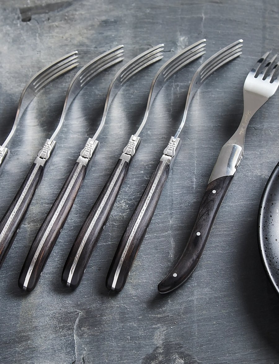Laguiole By Hâws - Laguiole By Hâws Steak Fork Set 6 Pcs Black Wood - gabeln - black - 5