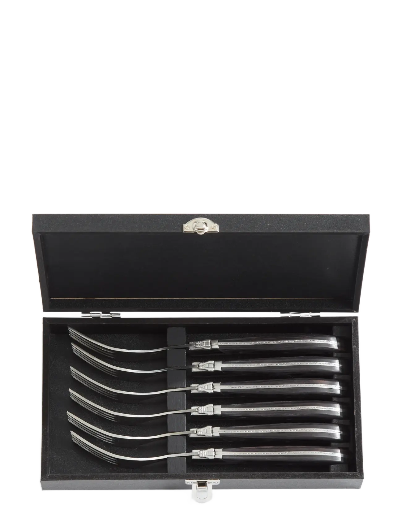 Laguiole By Hâws - Laguiole By Hâws Steak Fork Set 6 Pcs Black Wood - gafler - black - 2