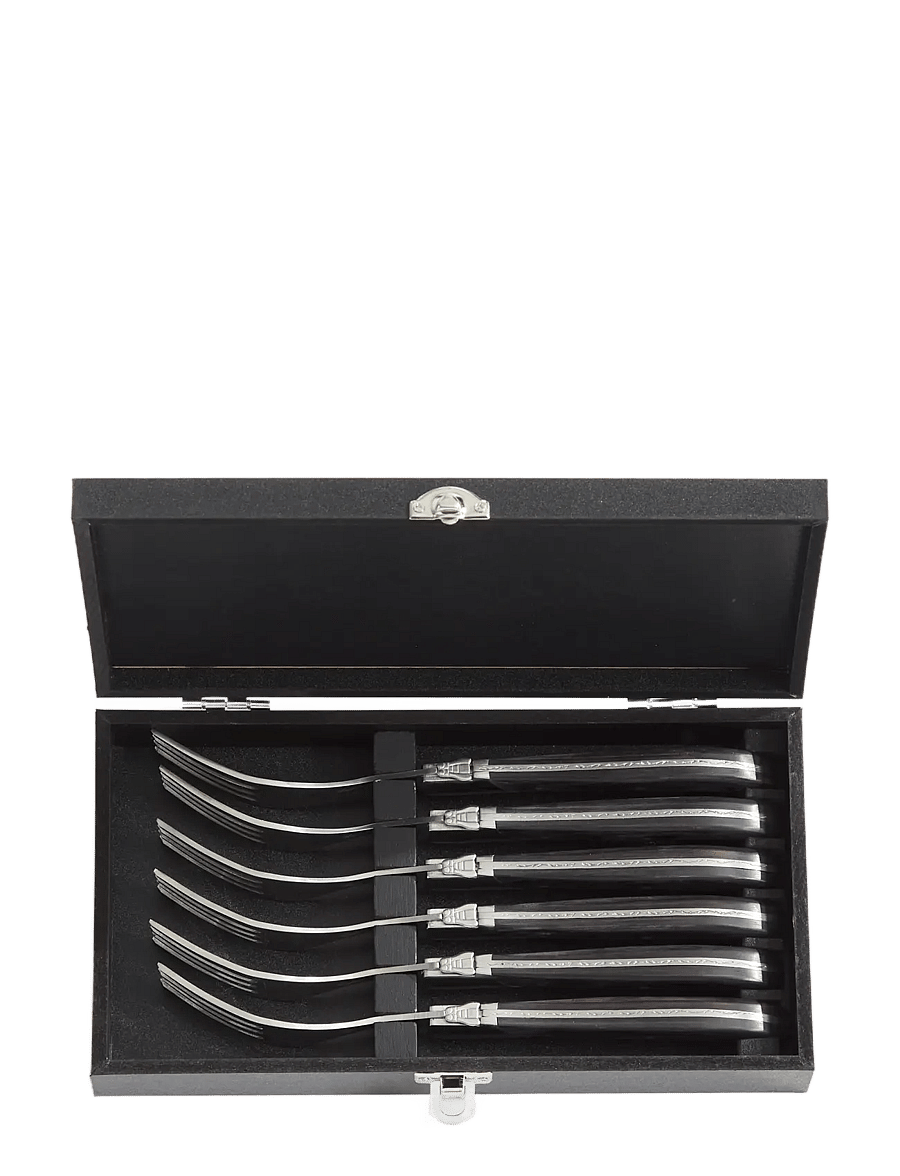 Laguiole By Hâws - Laguiole By Hâws Steak Fork Set 6 Pcs Black Wood - gabeln - black - 2