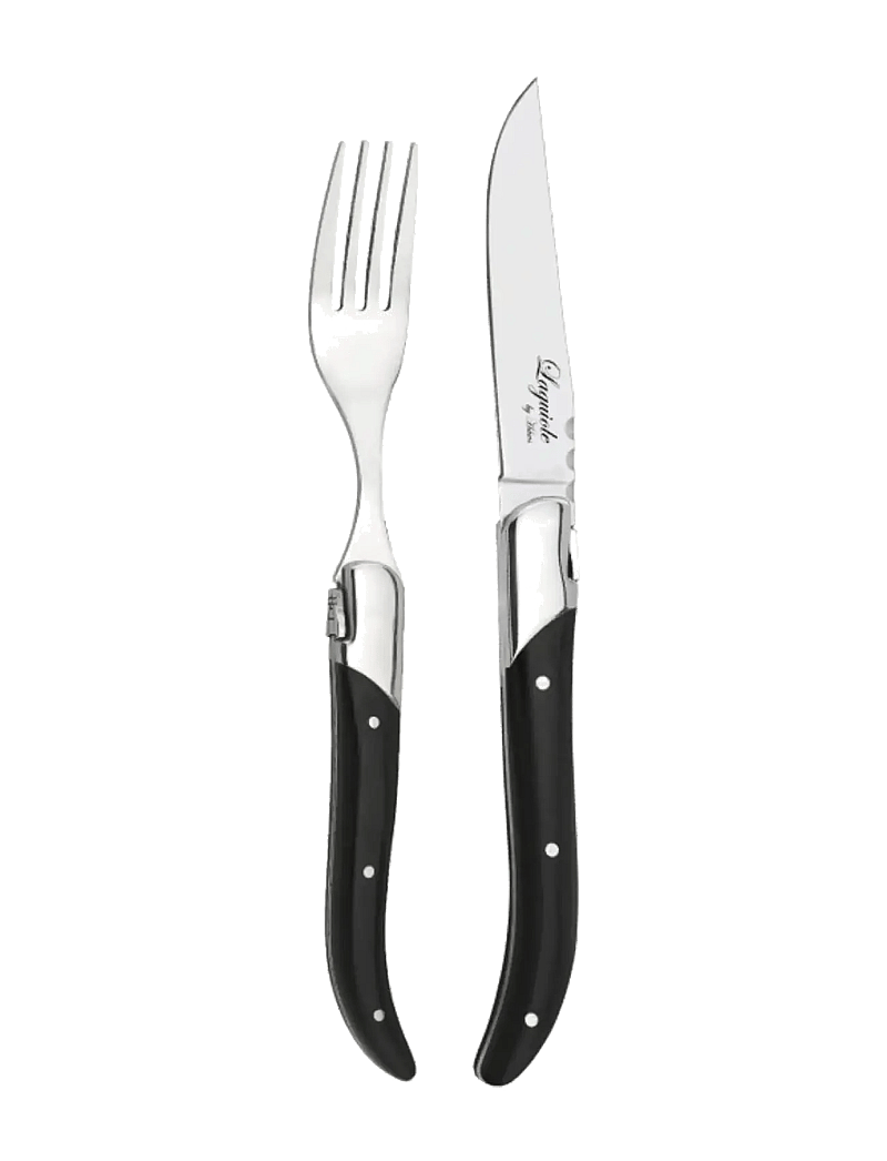 Laguiole By Hâws - Laguiole By Hâws 6 Steak Knives And 6 Forks - Black Wood - grill- & steakbesteck - black - 0