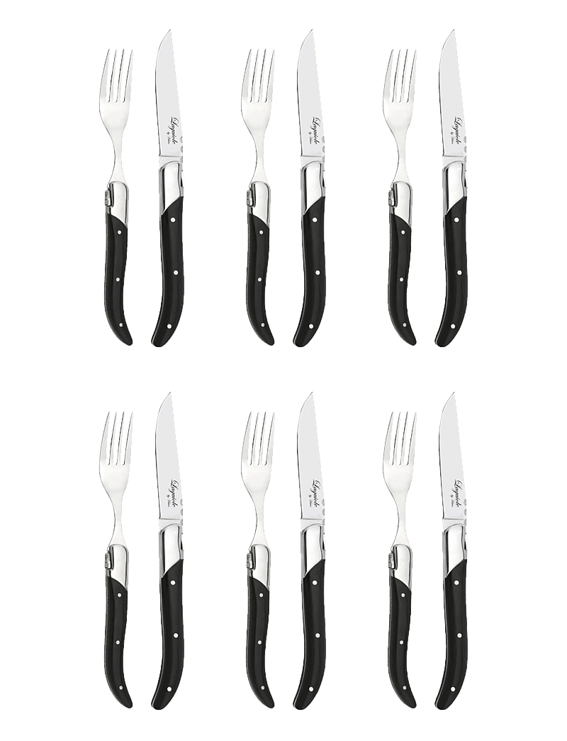 Laguiole By Hâws - Laguiole By Hâws 6 Steak Knives And 6 Forks - Black Wood - grillbestik - black - 1