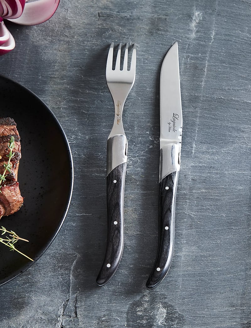 Laguiole By Hâws - Laguiole By Hâws 6 Steak Knives And 6 Forks - Black Wood - steiginoad - black - 1