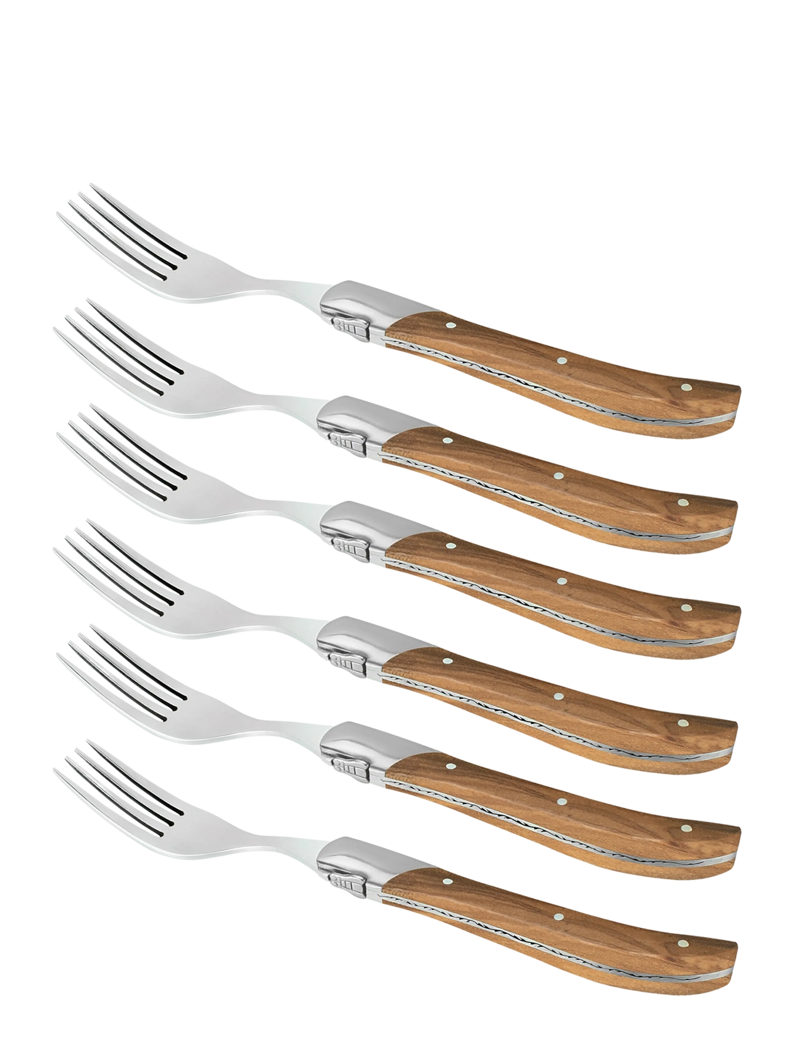 Laguiole By Hâws Laguiole By Hâws Steak Fork Set 6 Pcs Olive - Confirmation gifts - BROWN / silver