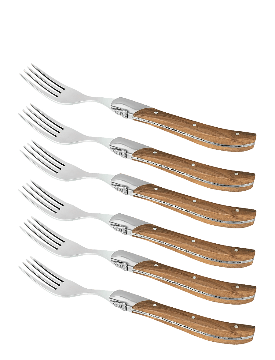 Laguiole By Hâws - Laguiole By Hâws Steak Fork Set 6 Pcs Olive - kahvlid - brown - 1