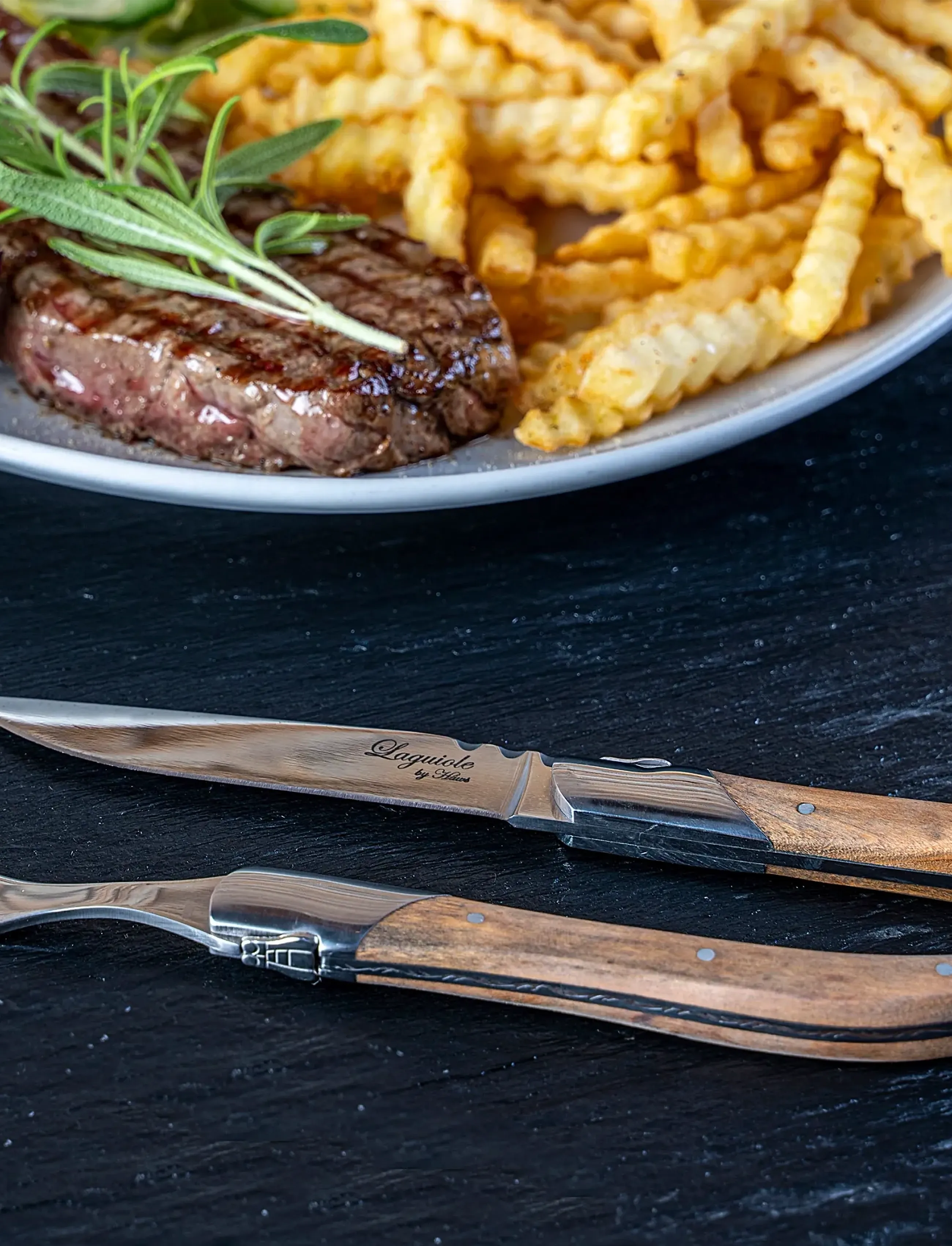 Laguiole By Hâws - Laguiole By Hâws Steak Fork Set 6 Pcs Olive - gafler - brown - 5