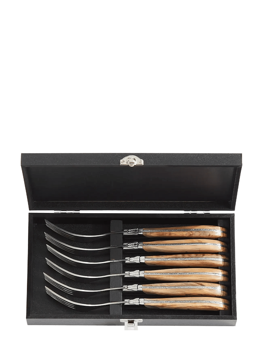 Laguiole By Hâws - Laguiole By Hâws Steak Fork Set 6 Pcs Olive - kahvlid - brown - 2