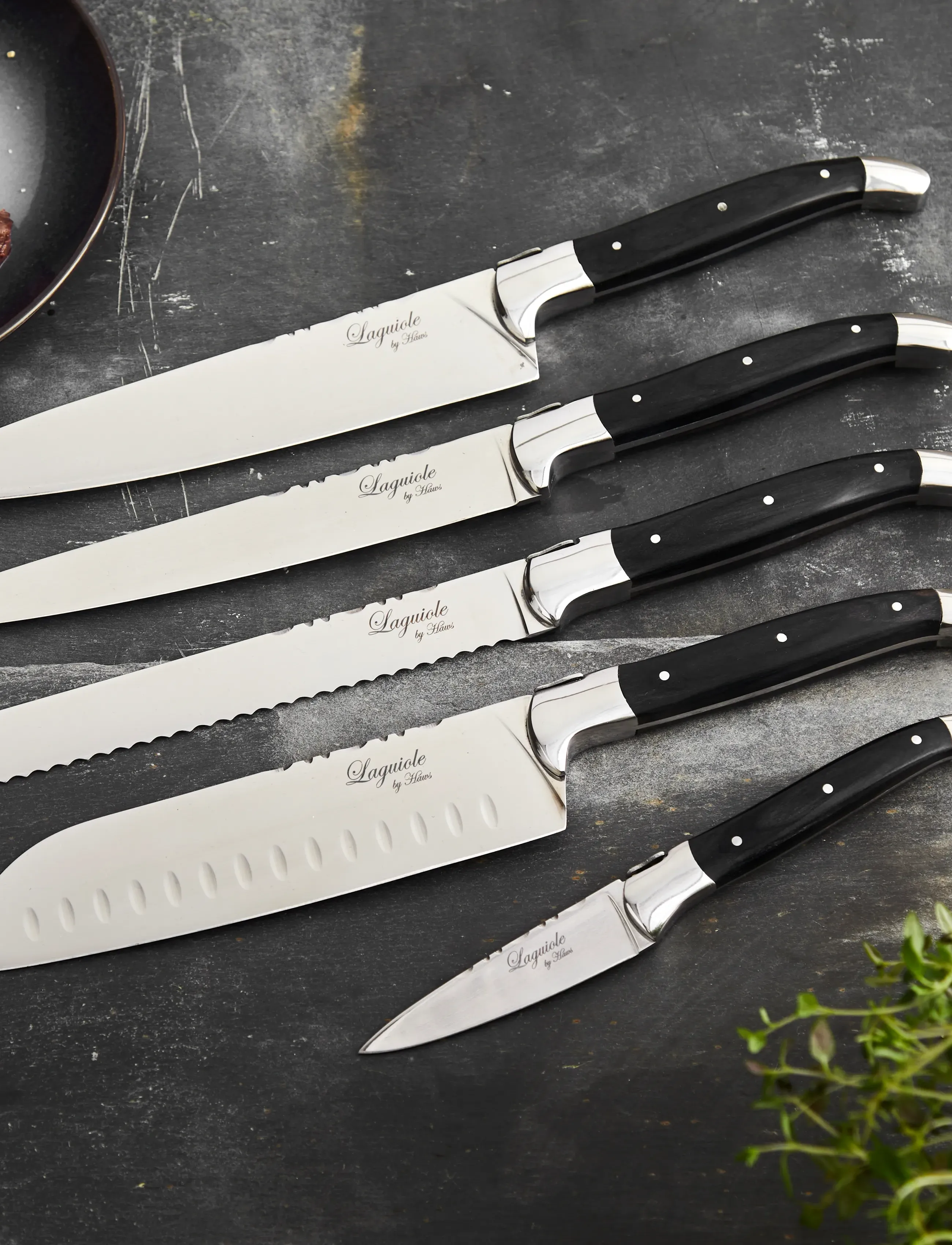 Laguiole By Hâws Chef Set 5 Pcs Black Wood, One Size, Knives & Accessories, Schwarz - Knife Sets, Homeware