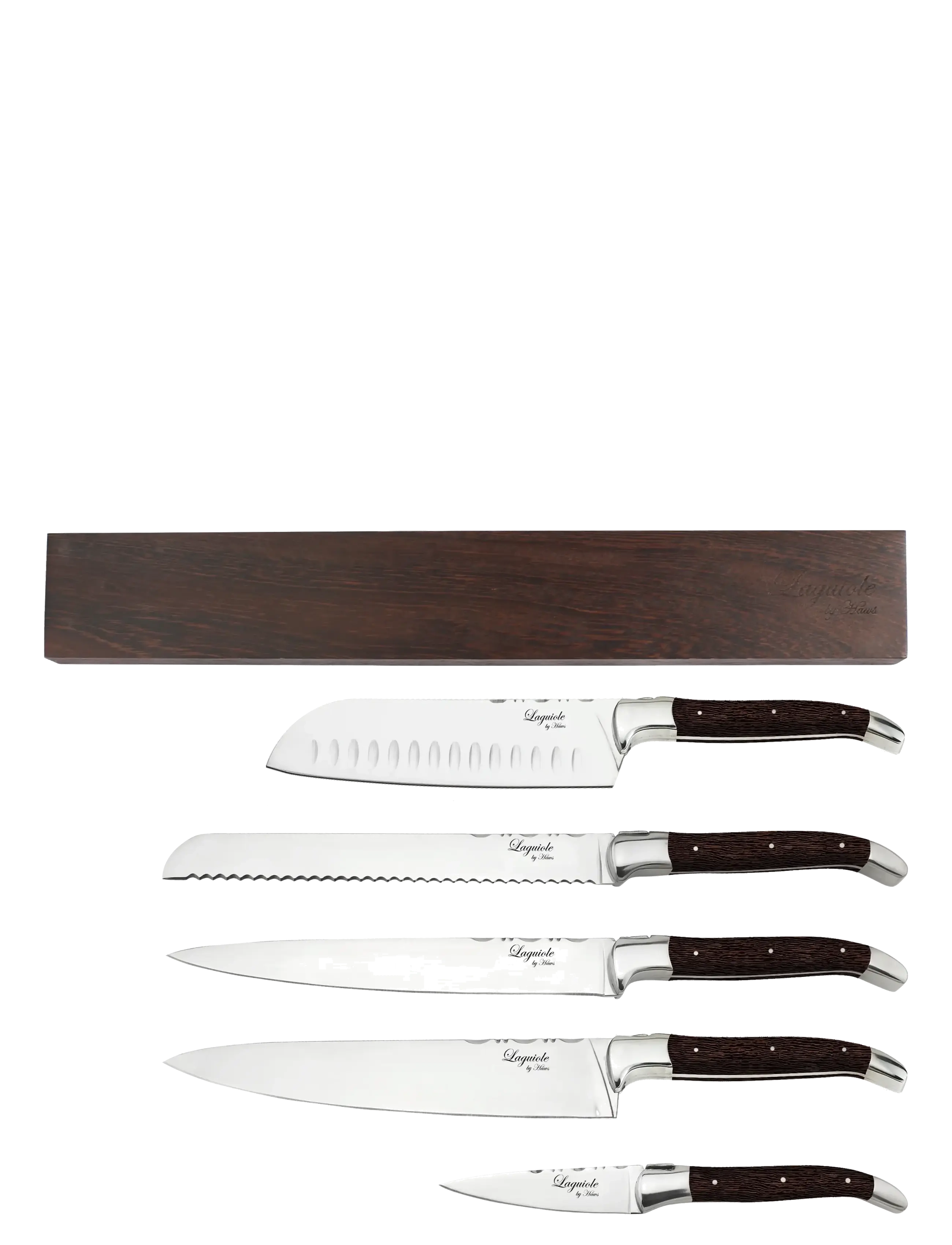 Laguiole By Hâws Chef Set 5 Pcs + Wall Knife Holder Wengé, Knife Sæt, Brun, Str: ONE SIZE