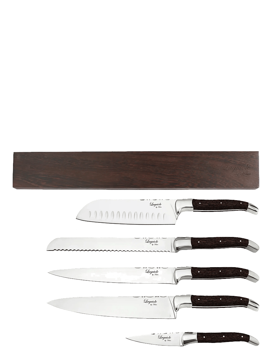Laguiole By Hâws - Laguiole by Hâws Chef Set 5 pcs + Wall Knife Holder Wengé - messersets - brown - 1