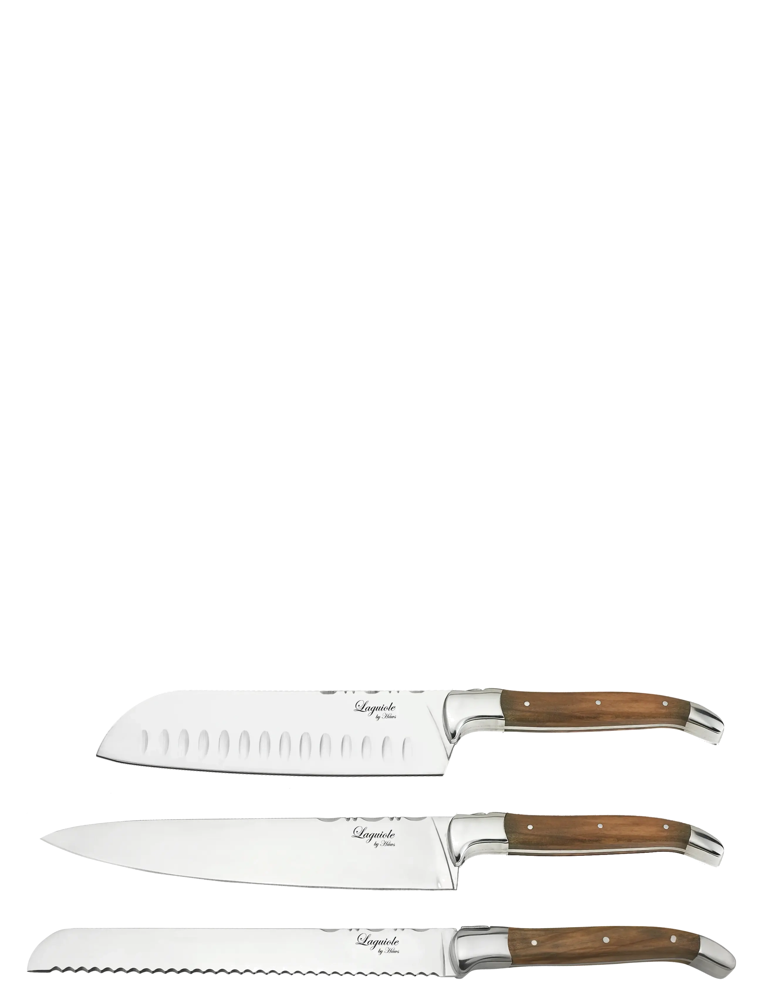 Laguiole By Hâws Chef Knife Set 3 Pcs + Bamboo Cutting Board Olive - BROWN
