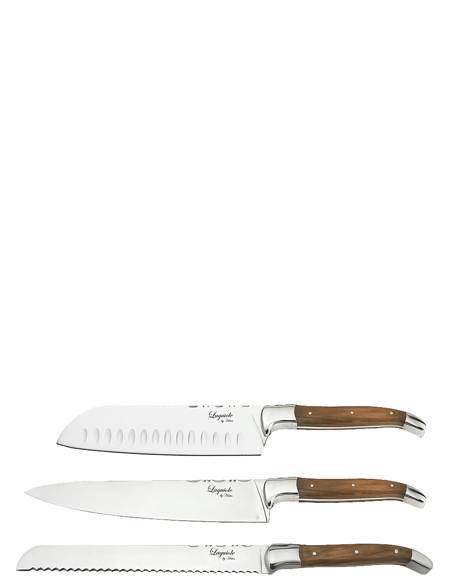 Laguiole By Hâws - Laguiole By Hâws Chef Knife Set 3 Pcs + Bamboo Cutting Board Olive - messersets - brown - 1