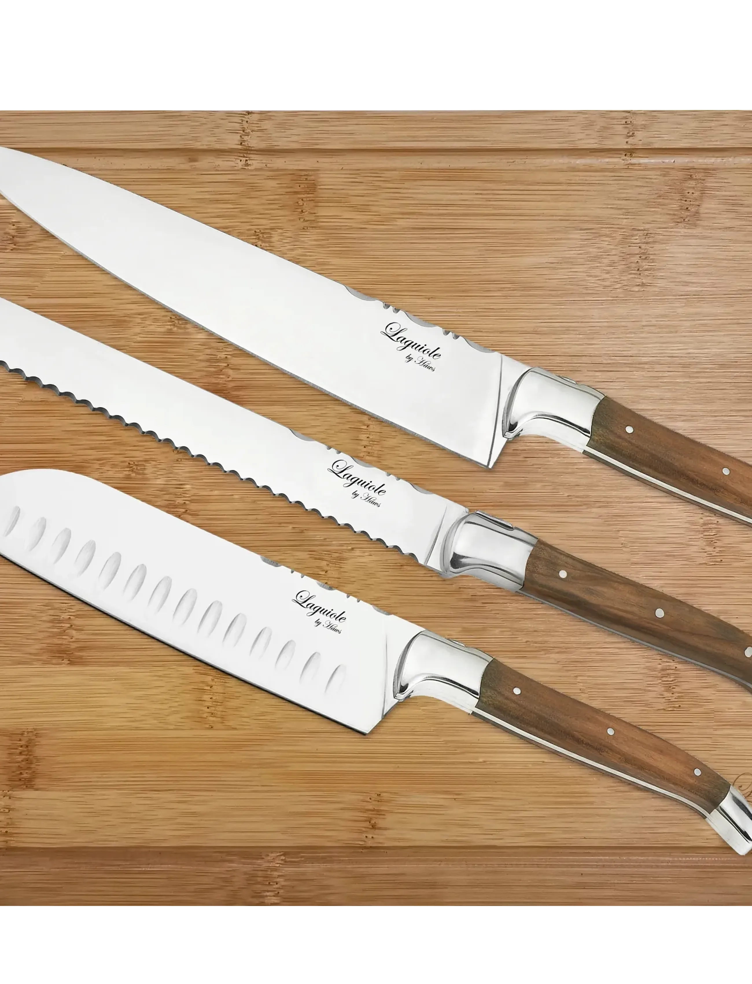 Laguiole By Hâws Laguiole By Hâws Chef Knife Set 3 Pcs + Bamboo Cutting Board Olive, One Size, Brown, Knive Og Tilbehør > Knivsæt, Unisex