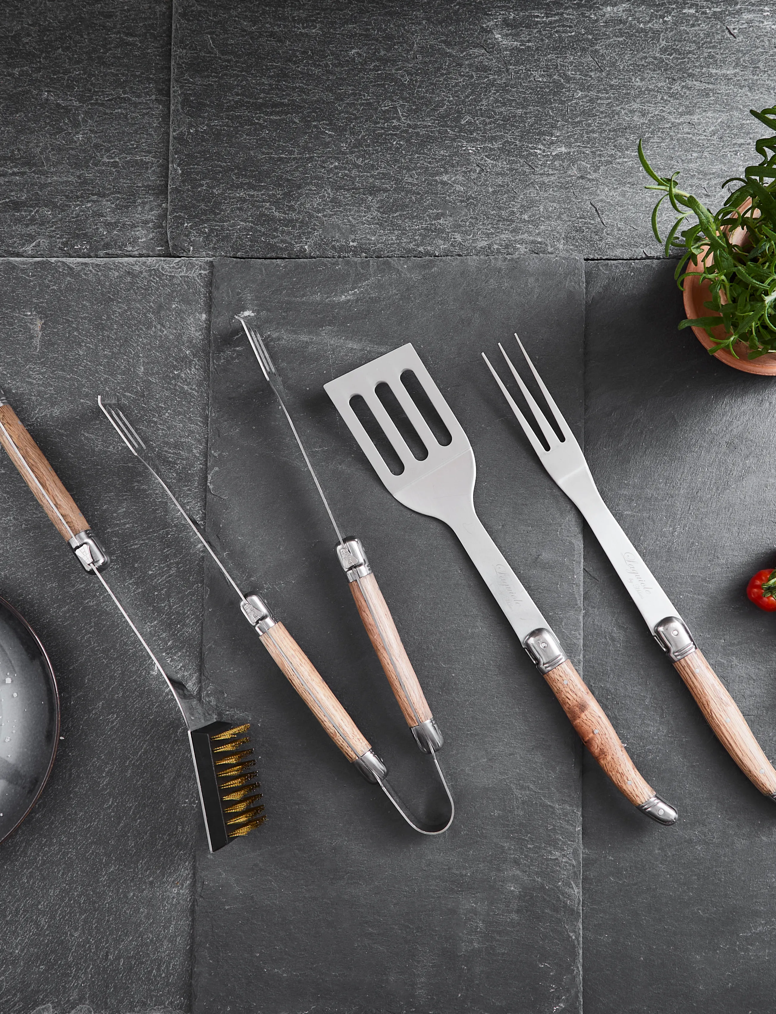 Laguiole By Hâws Bbq Set 4 Pcs Oak, One Size, Kitchen Tools - Grill Tools, Homeware