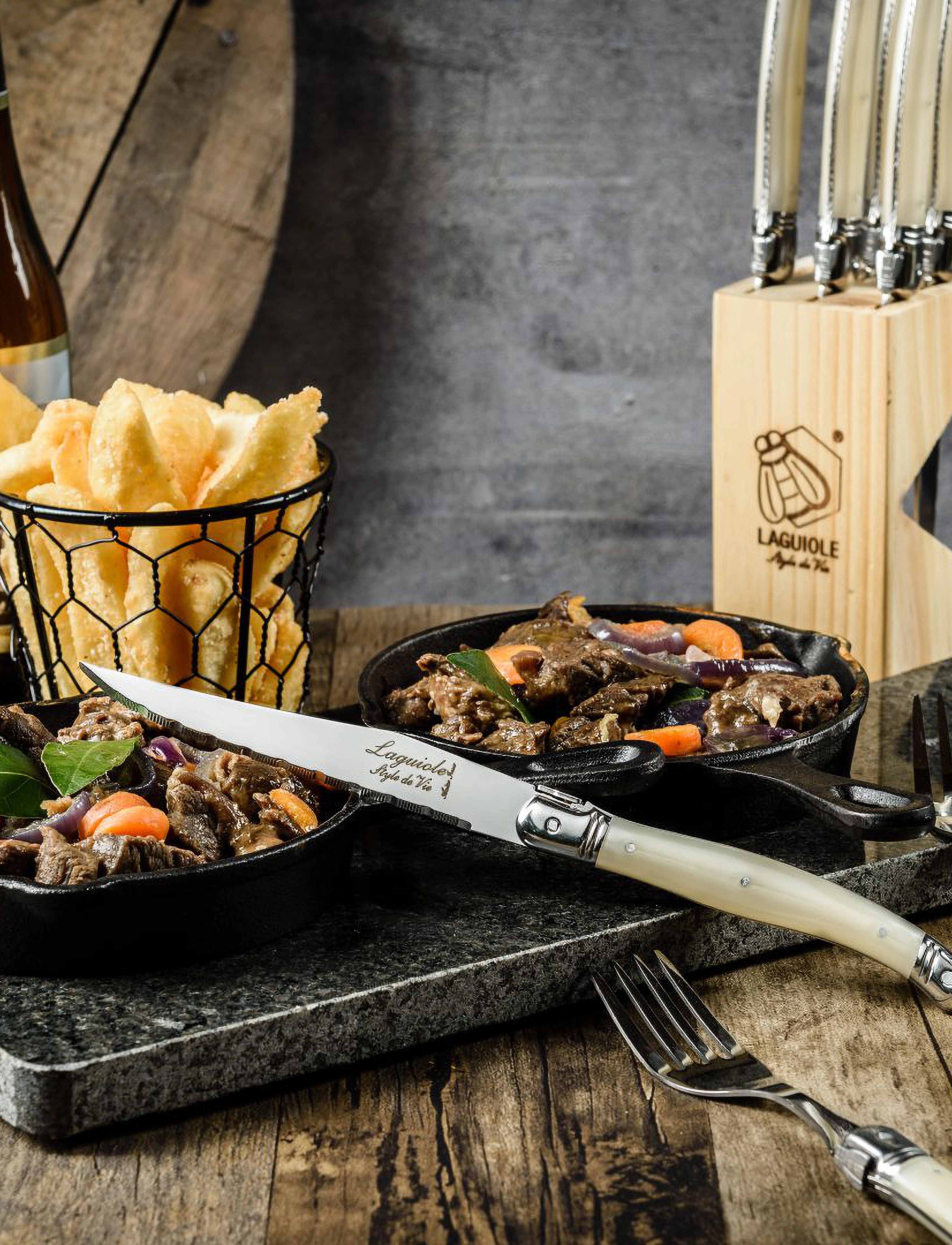 Laguiole Style de Vie Laguiole-Grillknive Sæt Med 6, L11 cm, Cream, Bestik > Steakbestik, Unisex