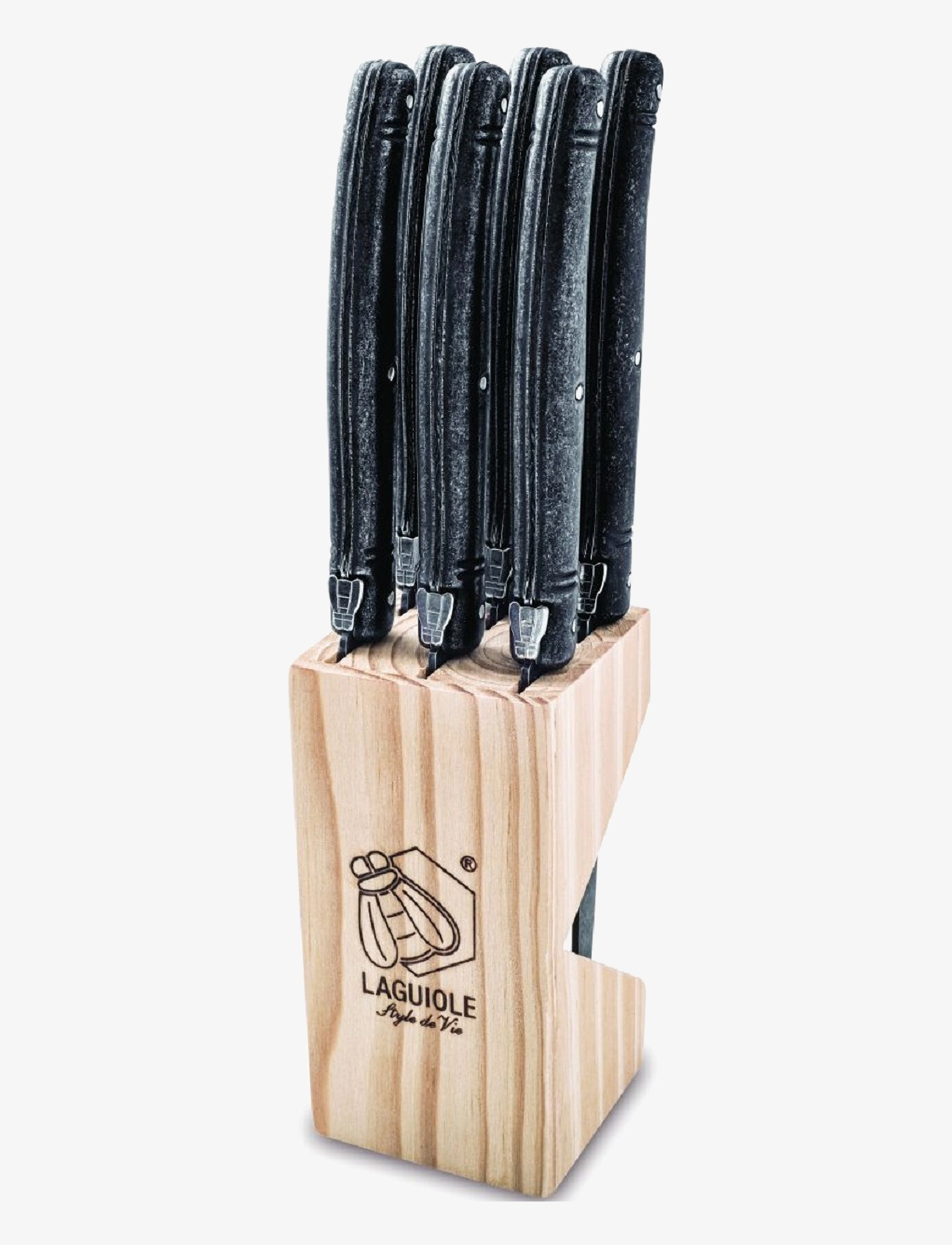 LAGUIOLE STYLE DE VIE Laguiole-Grillknive, Sæt Med 6 Stk. Schwarz - L11CM - Unisex