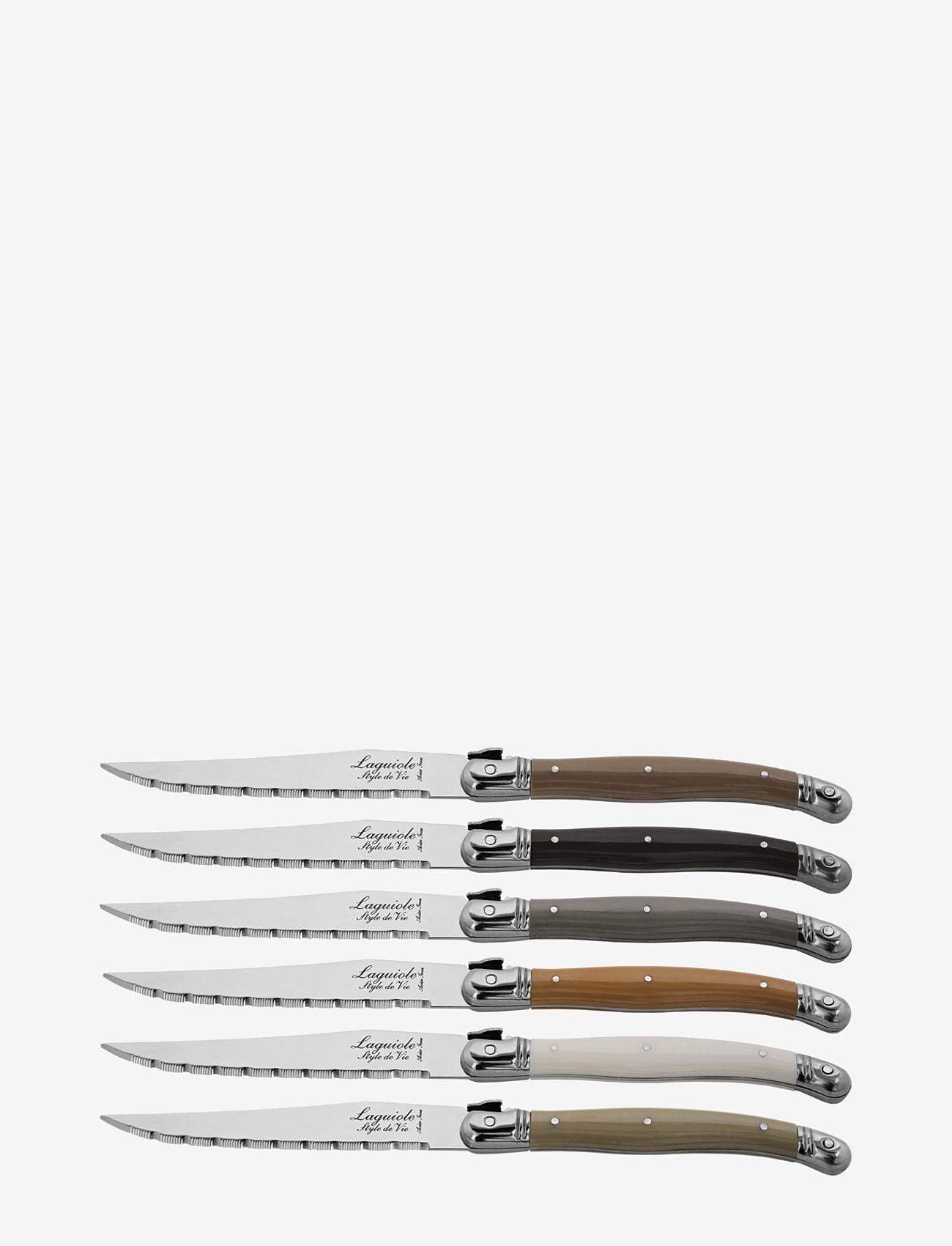 Laguiole Style de Vie - Steak knives Laguiole  SET 6 - køb efter pris - pearl/brown/grey - 1