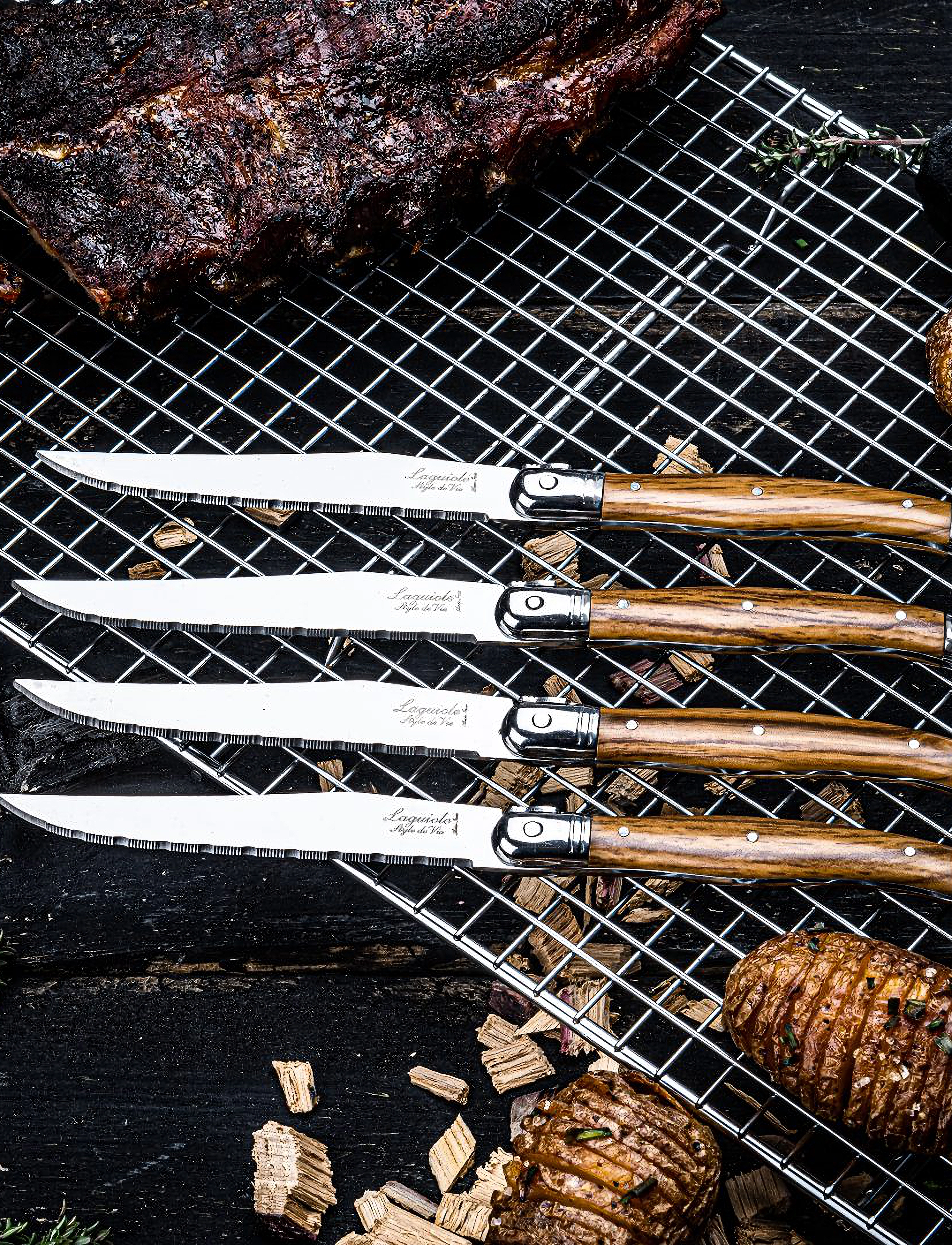 Laguiole Style de Vie Steak knives Laguiole  SET 6 - Borddækning - WOOD / brown