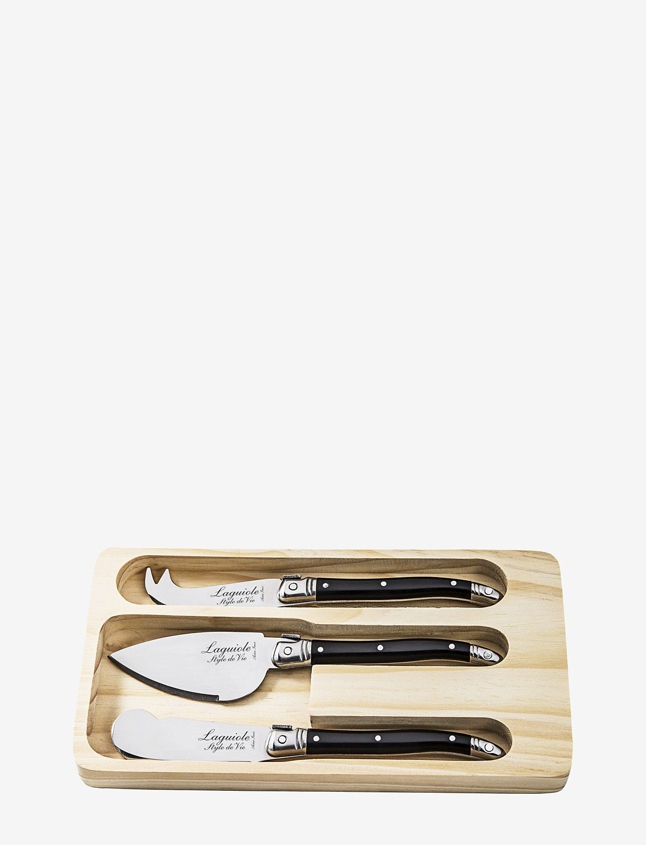 Laguiole Style de Vie - Cheese knives Laguiole  SET 3 - osteknive - black - 1