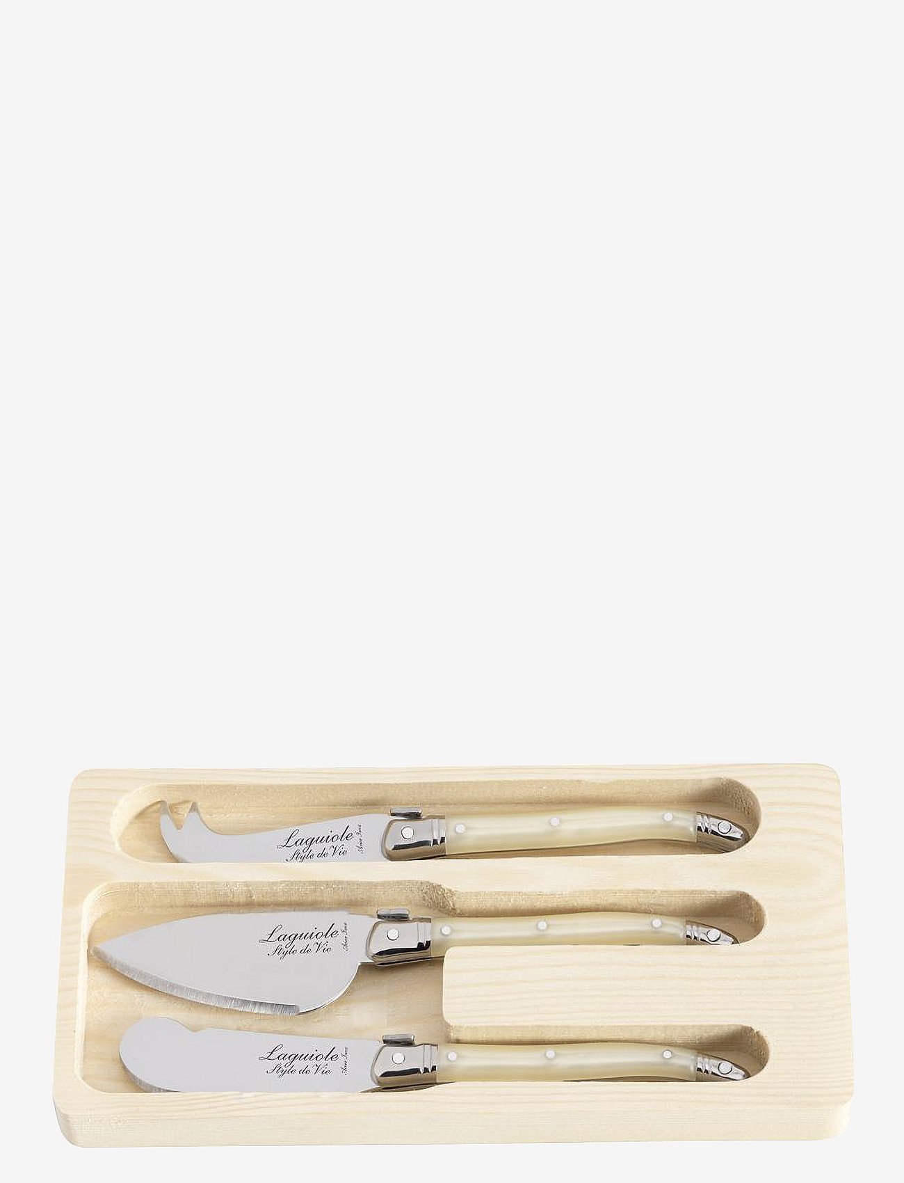 Laguiole Style de Vie - Cheese knives Laguiole  SET 3 - pearl - 0